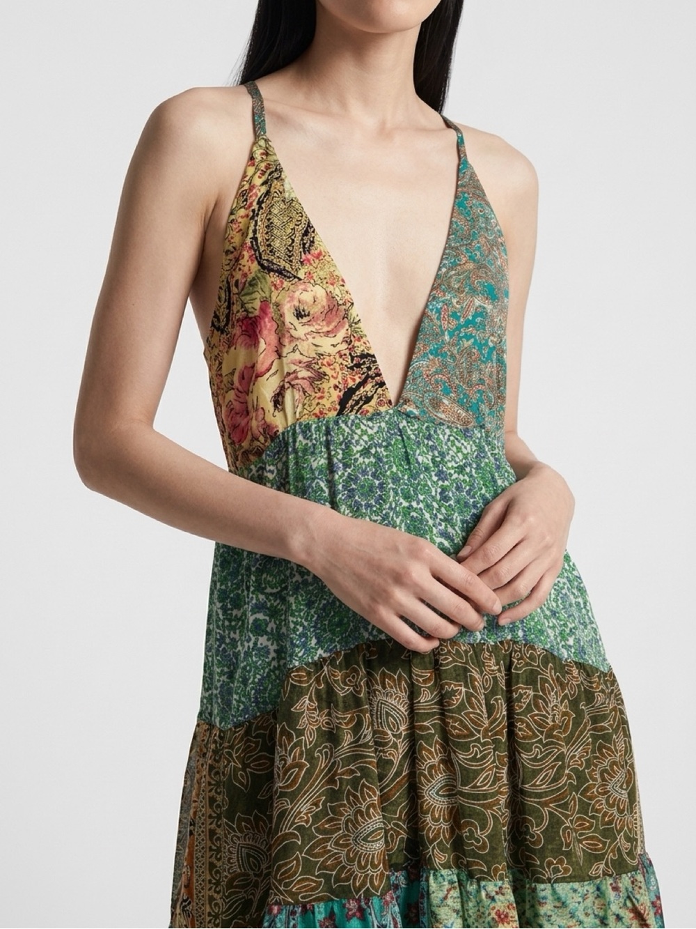Paani Patchwork Style Boho Hippie Mini Swing Dress
